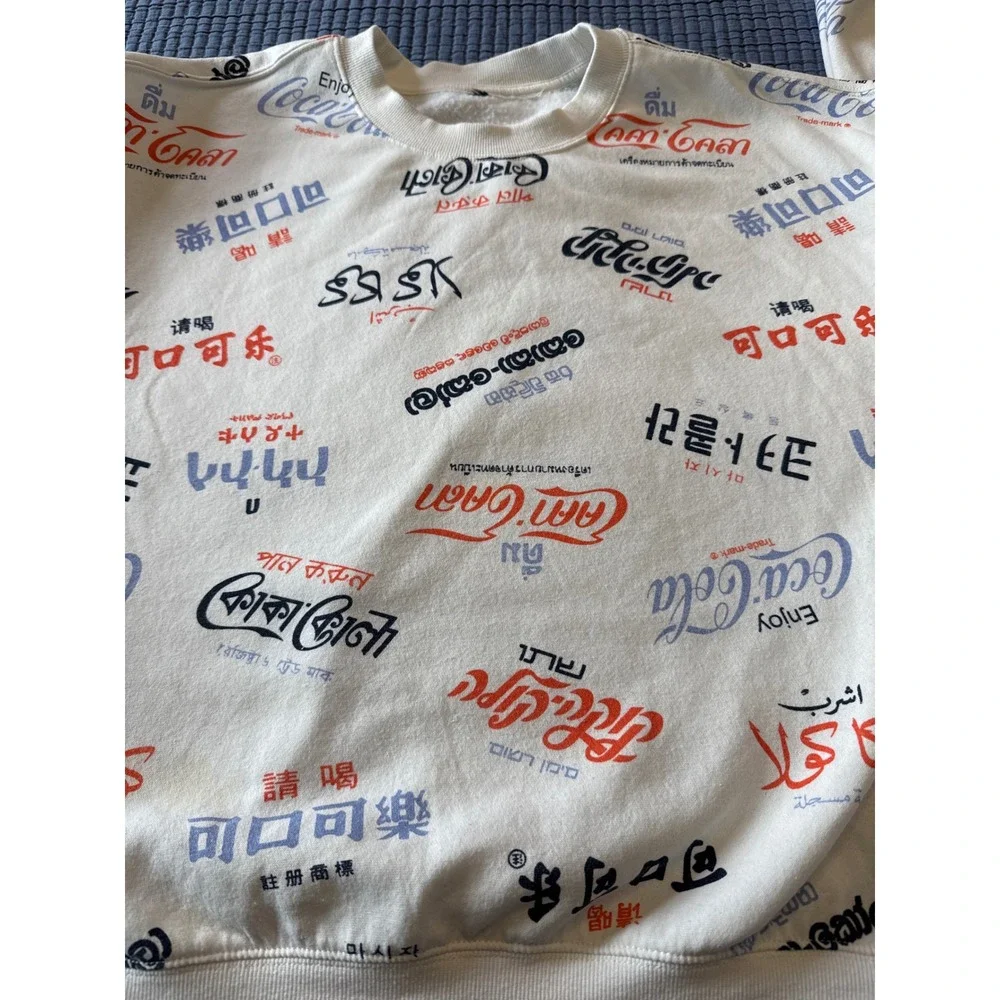Coca-Cola International All Over Print Crewneck Sweatshirt Y2K Streetwear Global